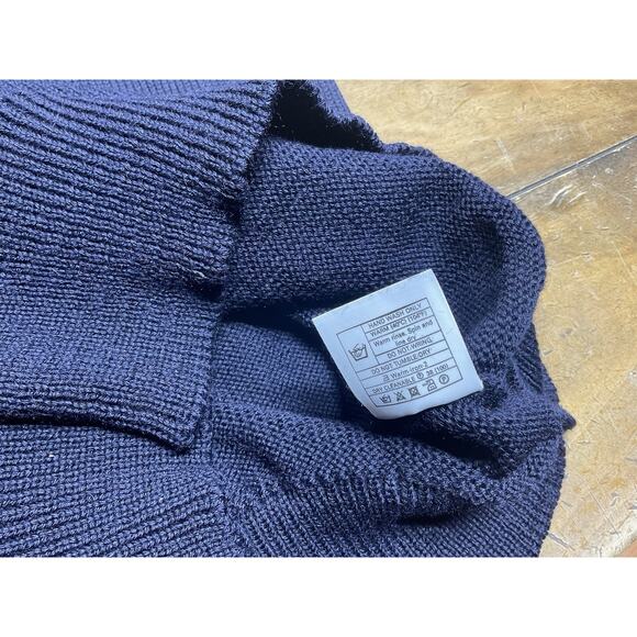The Mariner Navy Blue Wool Shawl Collar Sweater Guideboat Co Made in England XL - Picture 14 of 15